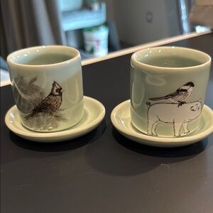 SKT Ceramics Elegant Bird Design planter Cups and Saucers Set